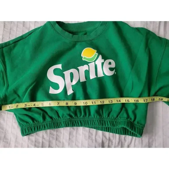 Sprite Lemon Lime Cola Crop Top Sweatshirt Green Crop Medium Halloween Costume - Picture 5 of 8
